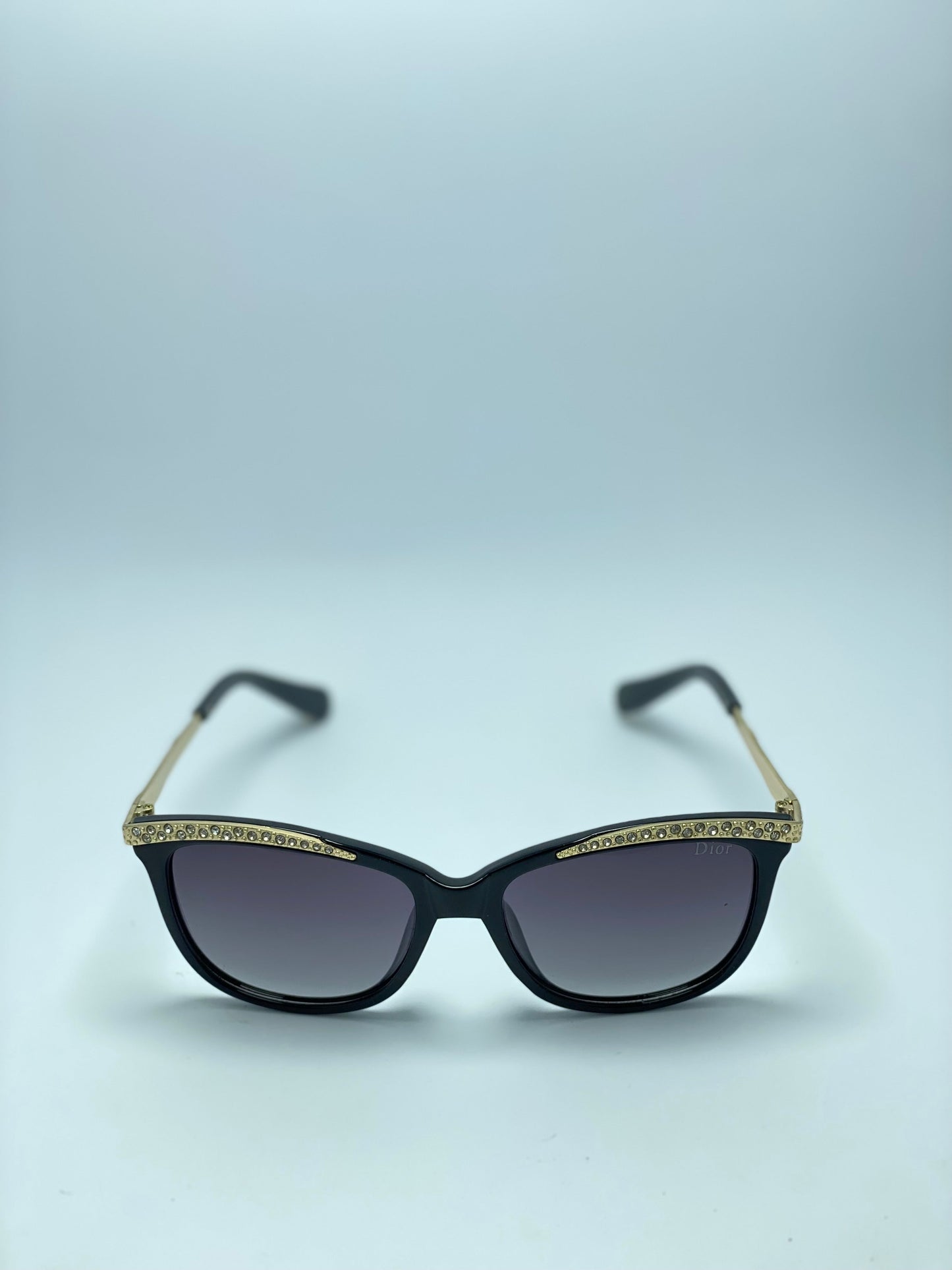 Dior Fashion Rhinestone Gold & Black Stylish Hot Designer Womens Sunglasses