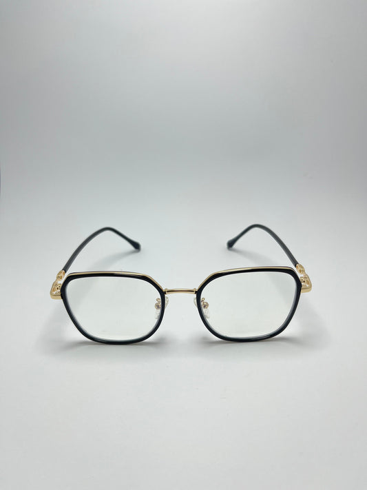 BLACK/GOLDEN SQUARE PLASTIC FRAME FOR WOMEN