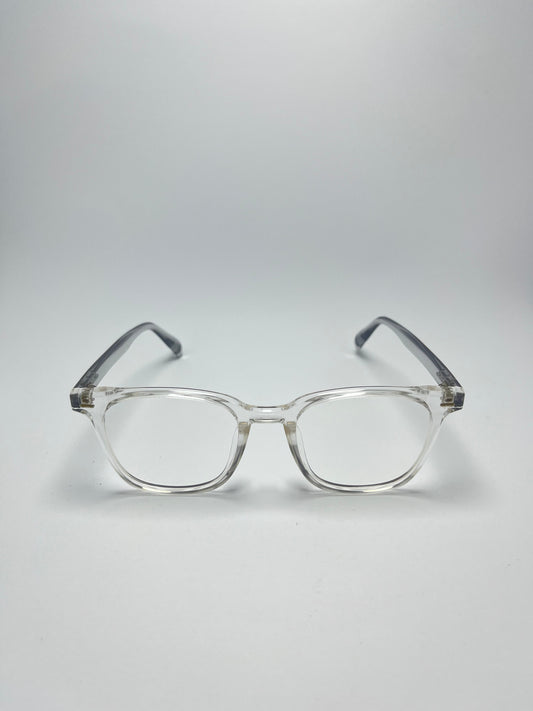GREY ROUNDED TRANSPARENT PLASTIC FRAME FOR MEN