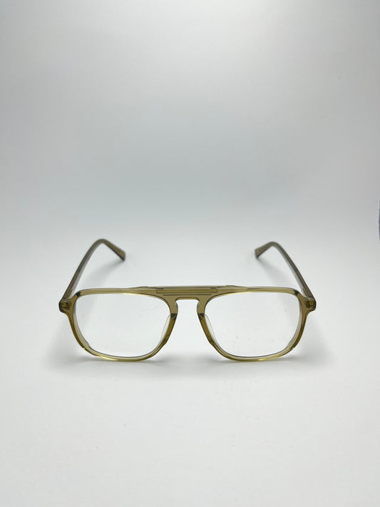 GOLDEN TRANSPARENT SQUARE PLASTIC FRAME FOR MEN