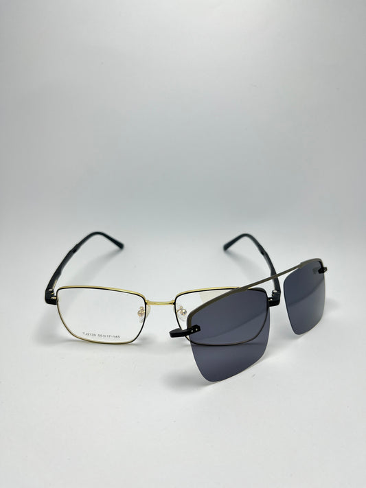 GOLDEN/BLACK RECTANGULAR METAL ATTACHMENT FRAME FOR MEN