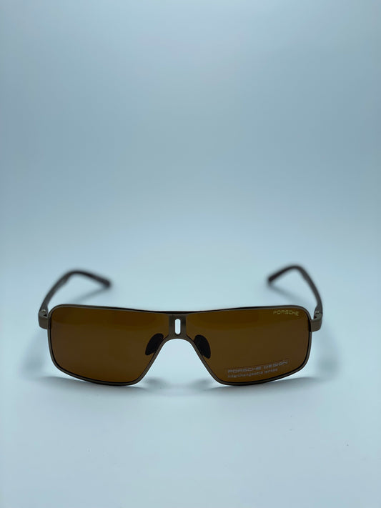 Porsche Design Eyeware: Black Metal Framed Sunglasses, Brown Lenses