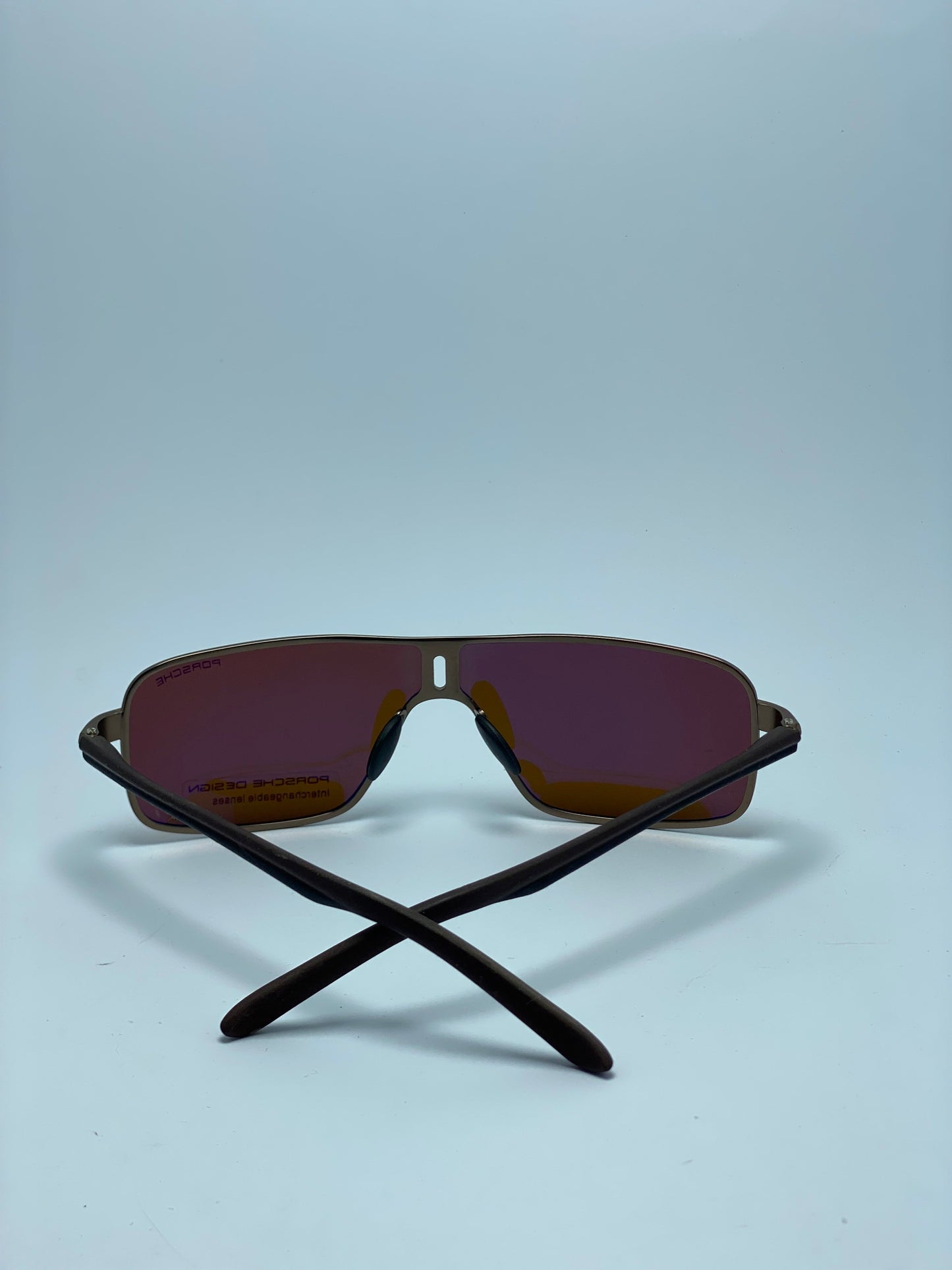 Porsche Design Eyeware: Black Metal Framed Sunglasses, Brown Lenses