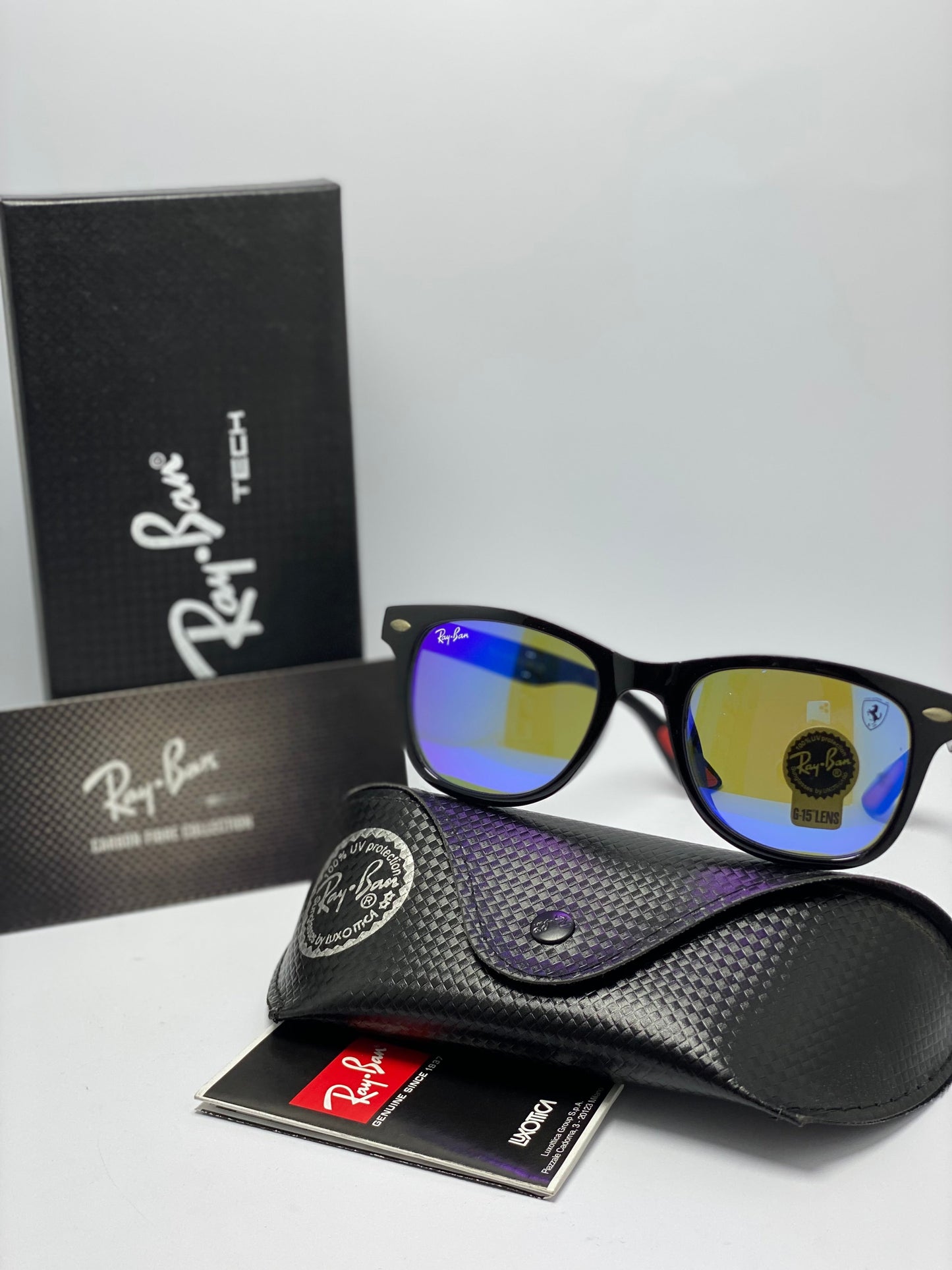 Unisex Adults 55-16 145mm Ray-Ban Justin 2140 Men's Sunglasses - Black/Blue