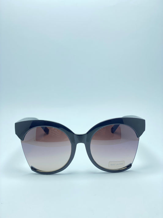Womens Oversize Rimless Frame Open Top Bottom Cut Cat Eye Sunglasses 65mm