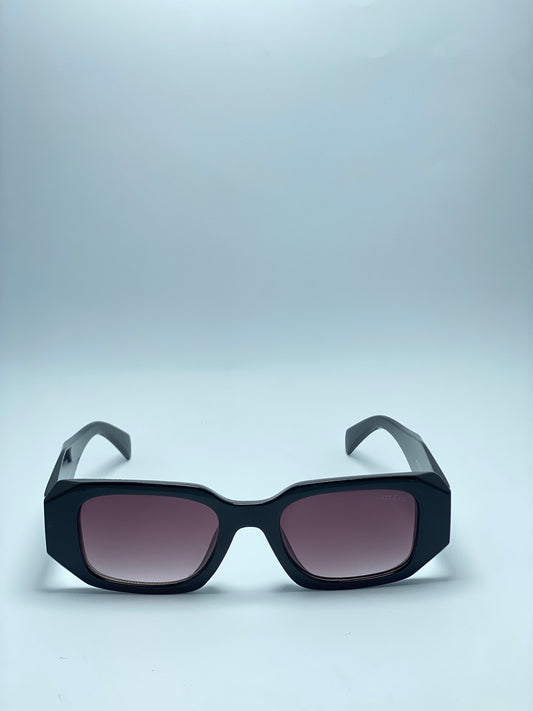 Women's Black Full Rim Framed Prada shape Sunglasses Black Lens