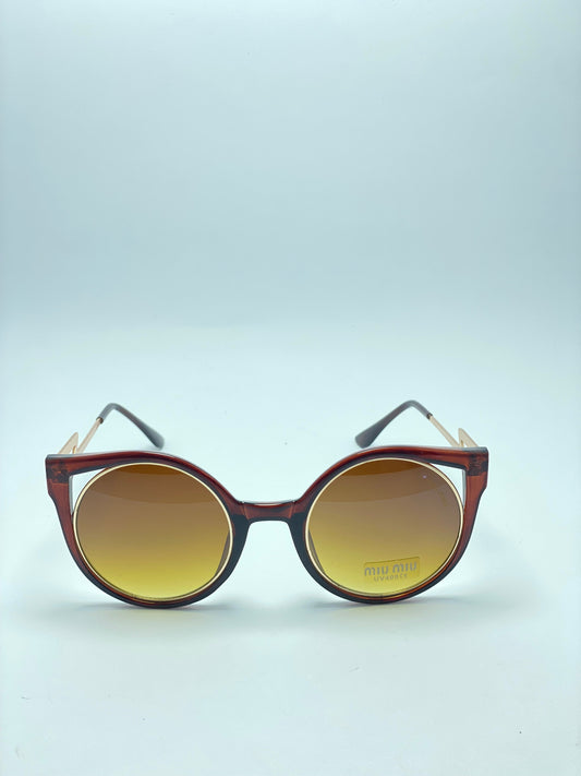 Tortoise & Gold Stunning Luxury Fashion Womens Round Lens Cat Eye Sunglasses
