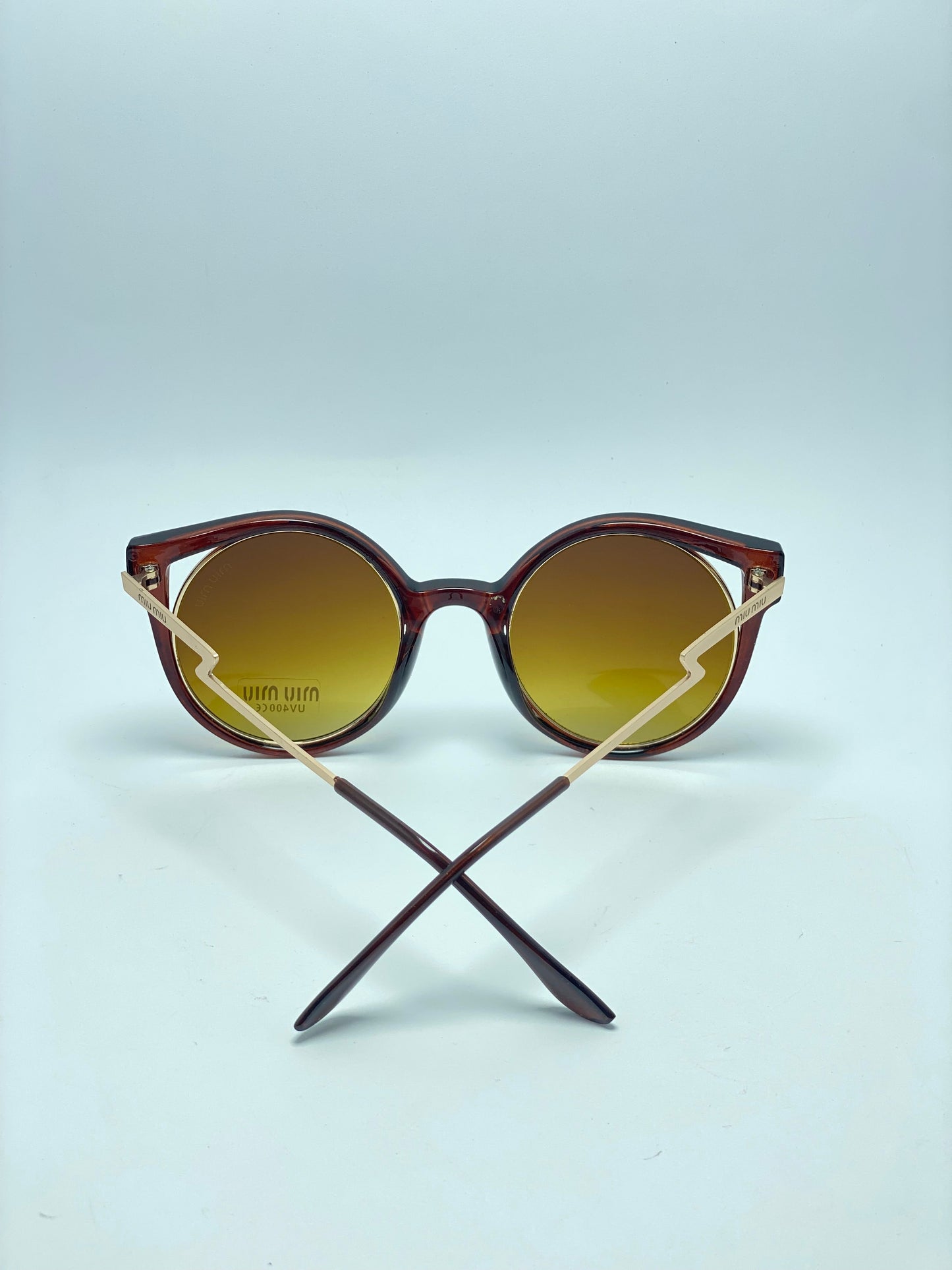 Tortoise & Gold Stunning Luxury Fashion Womens Round Lens Cat Eye Sunglasses