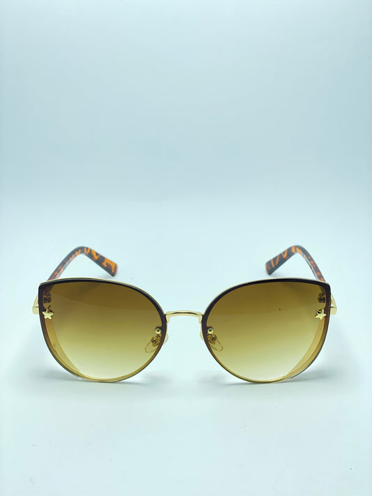 Rimless Cat Eye Shield Women Sunglasses