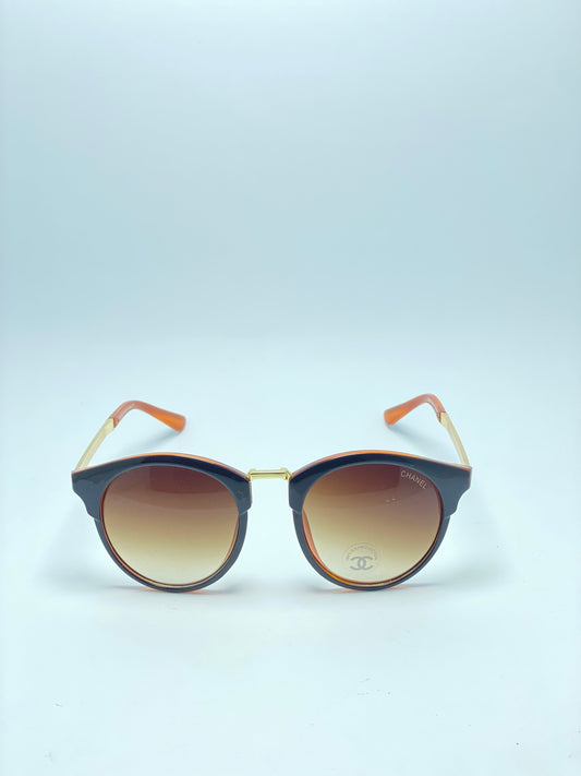 Channel Brown Orange Oval Women Sunglasses