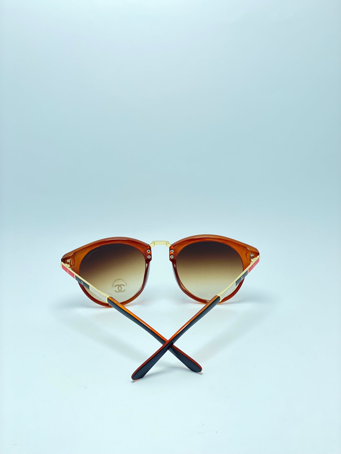Channel Brown Orange Oval Women Sunglasses
