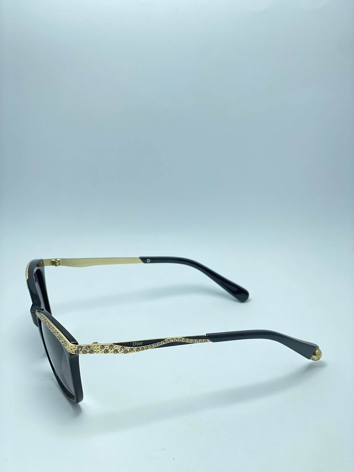 Dior Fashion Rhinestone Gold & Black Stylish Hot Designer Womens Sunglasses