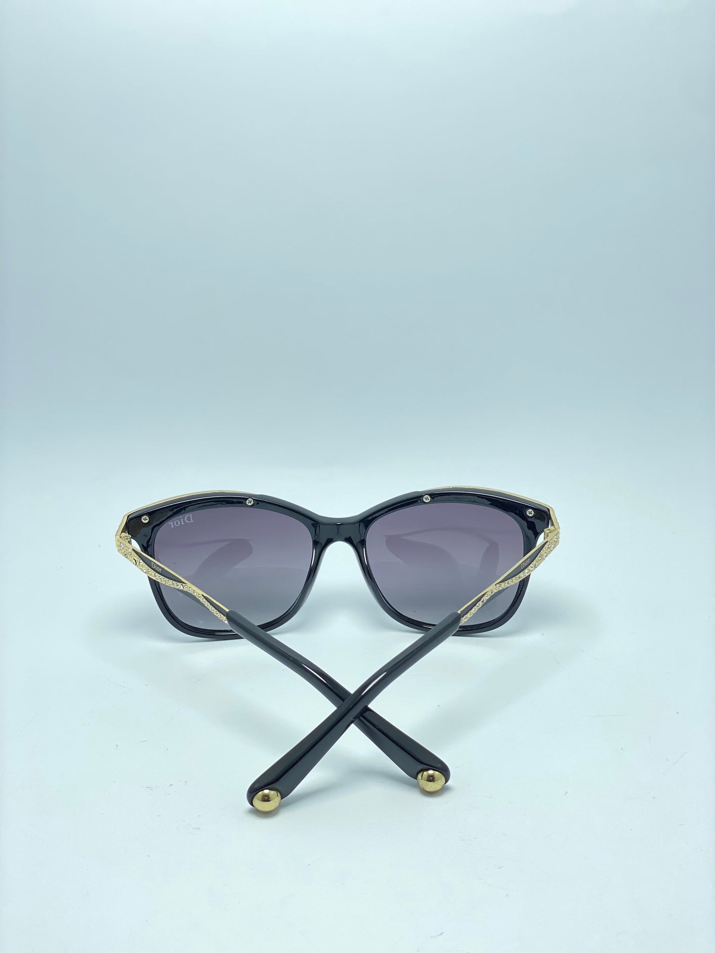 Dior Fashion Rhinestone Gold & Black Stylish Hot Designer Womens Sunglasses